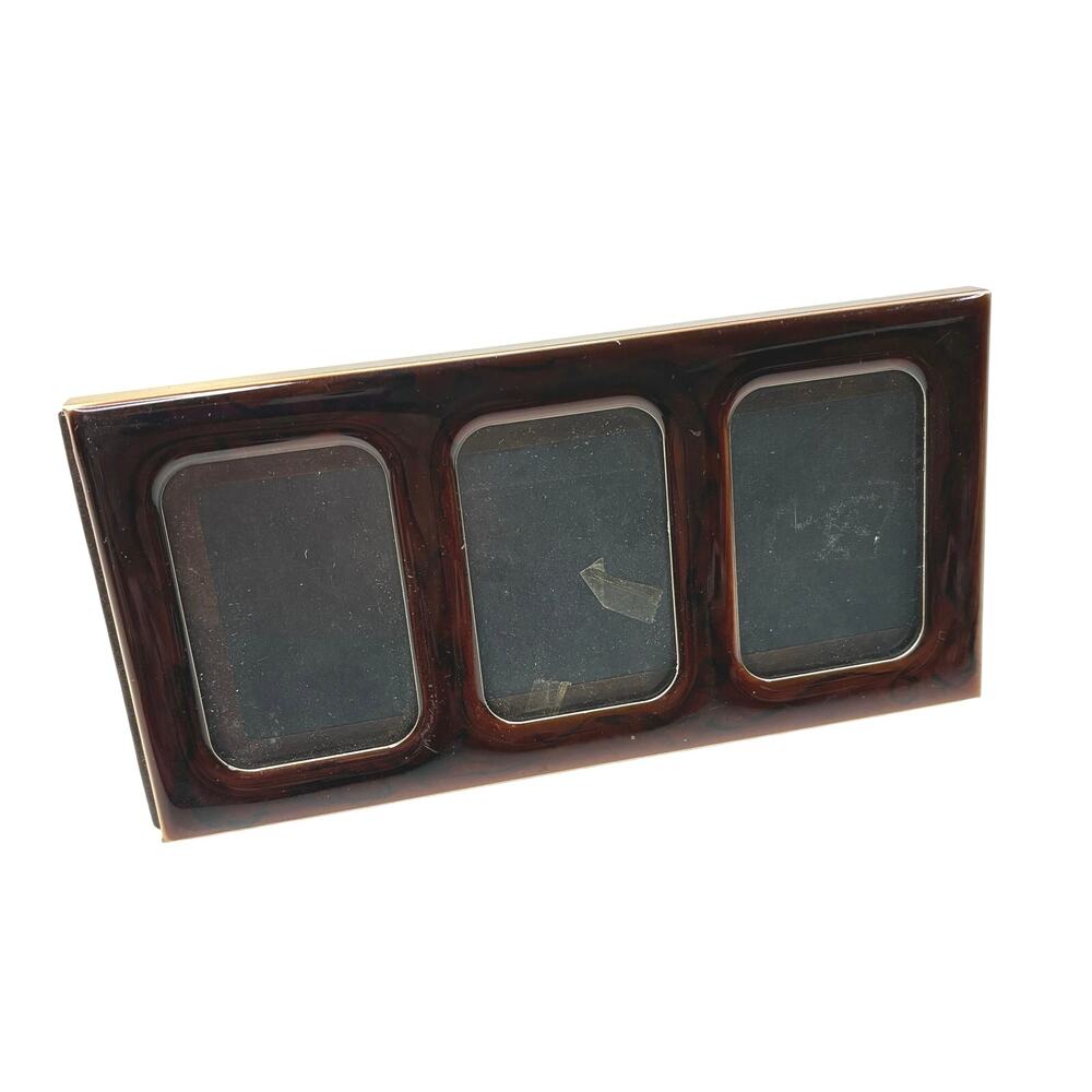 Vintage 1982 Hallmark Red Tortoise Mini 3-Photo Photo Frame 5.75" x 2.75"